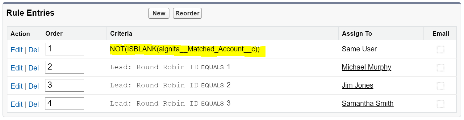 Matched Account Assignment Rule